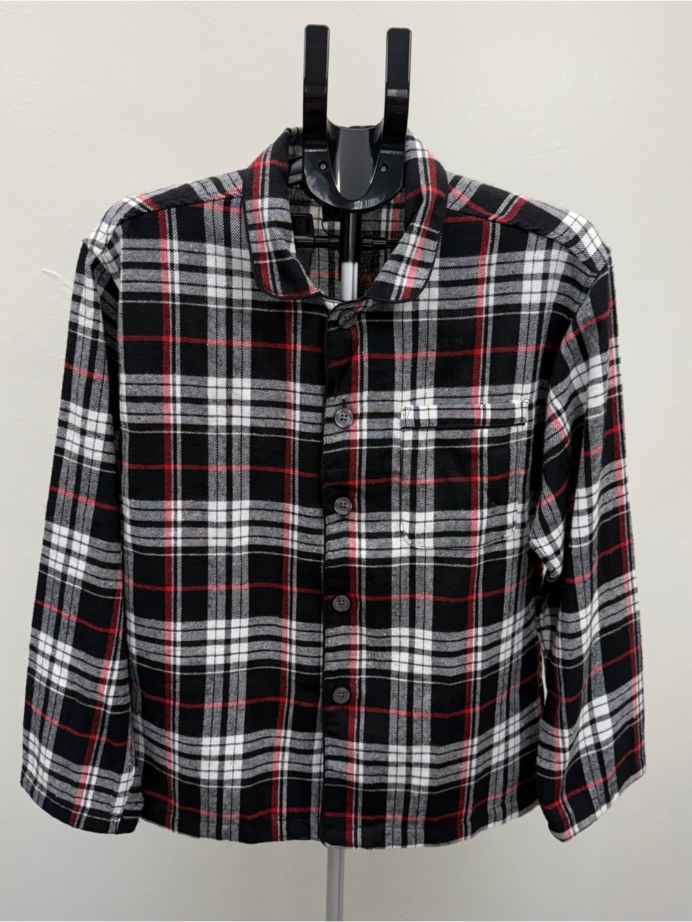 Gioberti Boys Plaid Button Front Shirt Black White Red Size 16 NWT